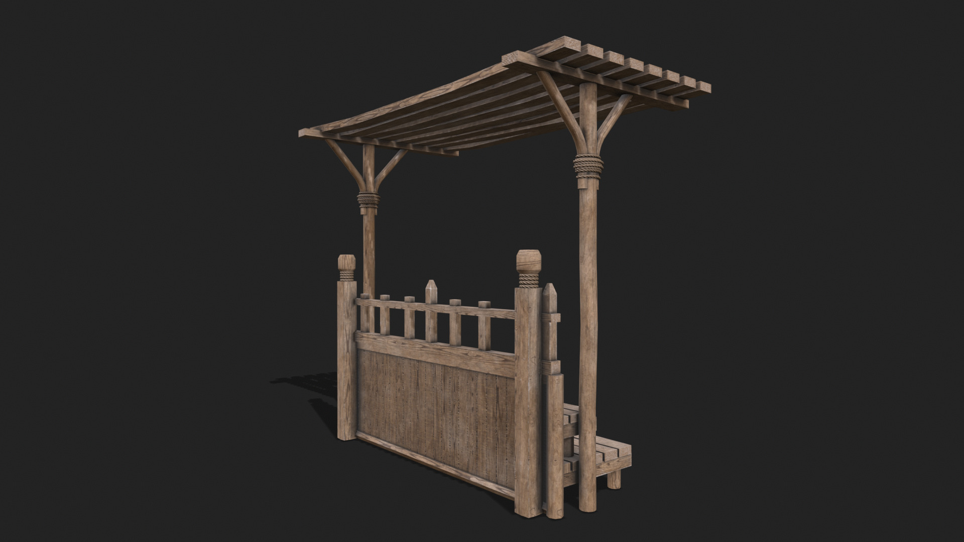 Medieval Wooden Bleacher Tribune 3  Low-poly 3D model_2