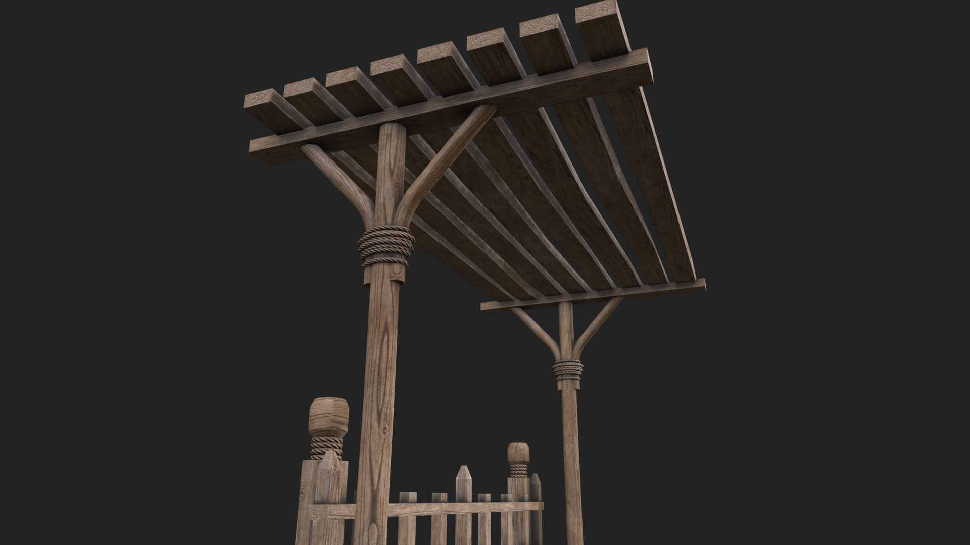 Medieval Wooden Bleacher Tribune 3  Low-poly 3D model_5