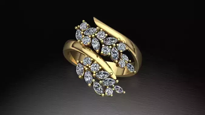 Leaf Pattern Gold Ring