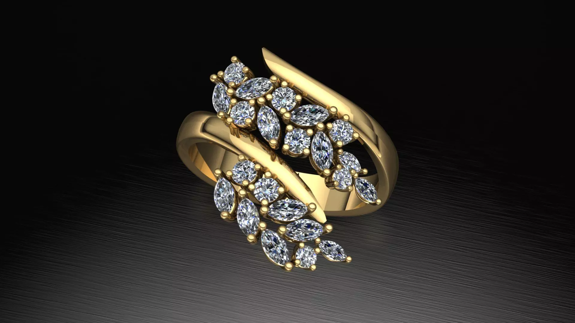 Leaf Pattern Gold Ring 3D print model