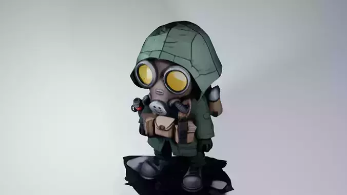 Wasteland Warrior 3D Model Masked Survivor NPC 3D model