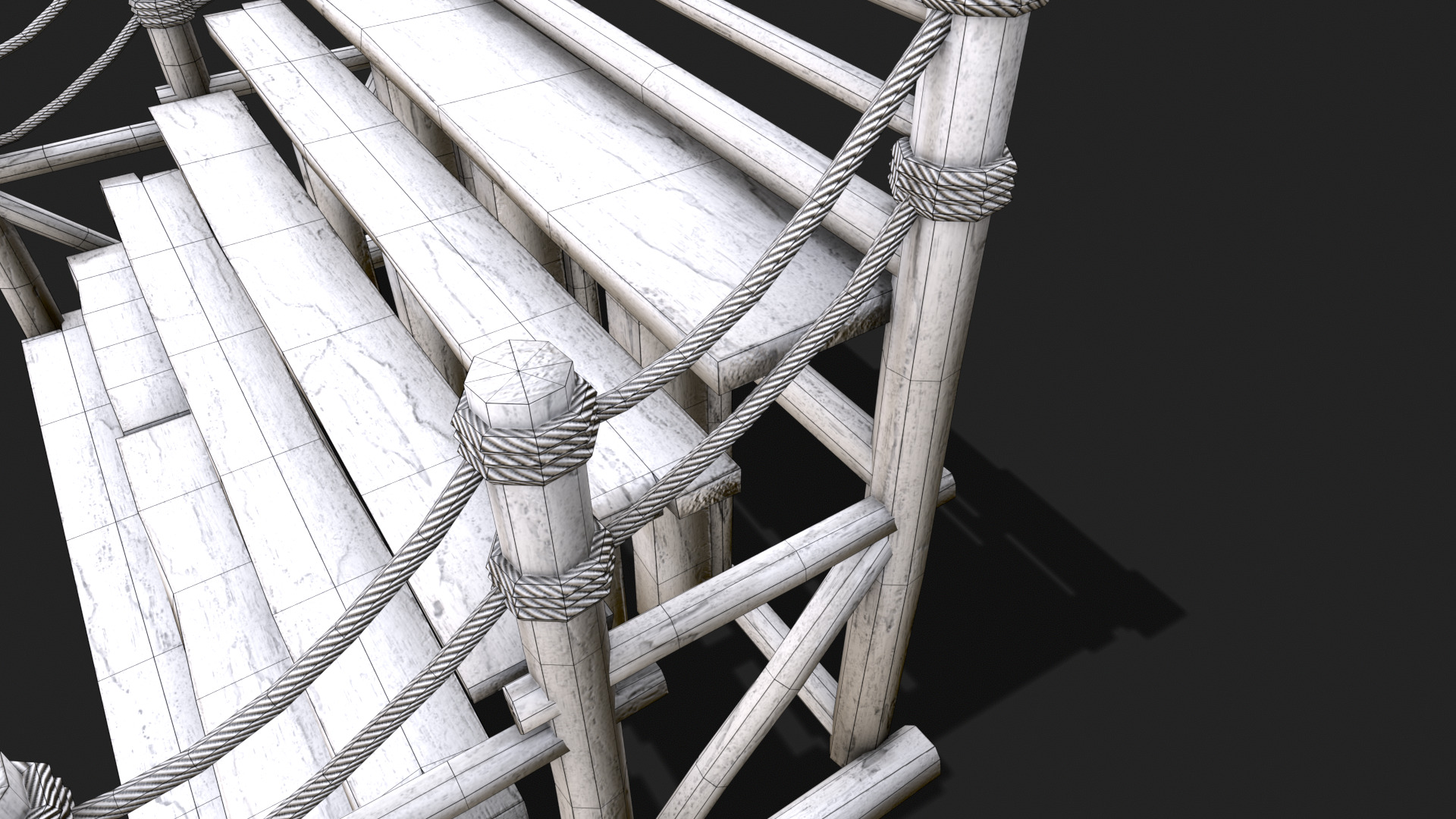 Medieval Wooden Bleacher Tribune 4 Low-poly 3D model_6