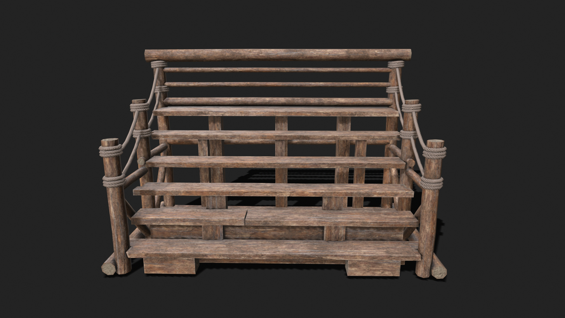 Medieval Wooden Bleacher Tribune 4 Low-poly 3D model_1