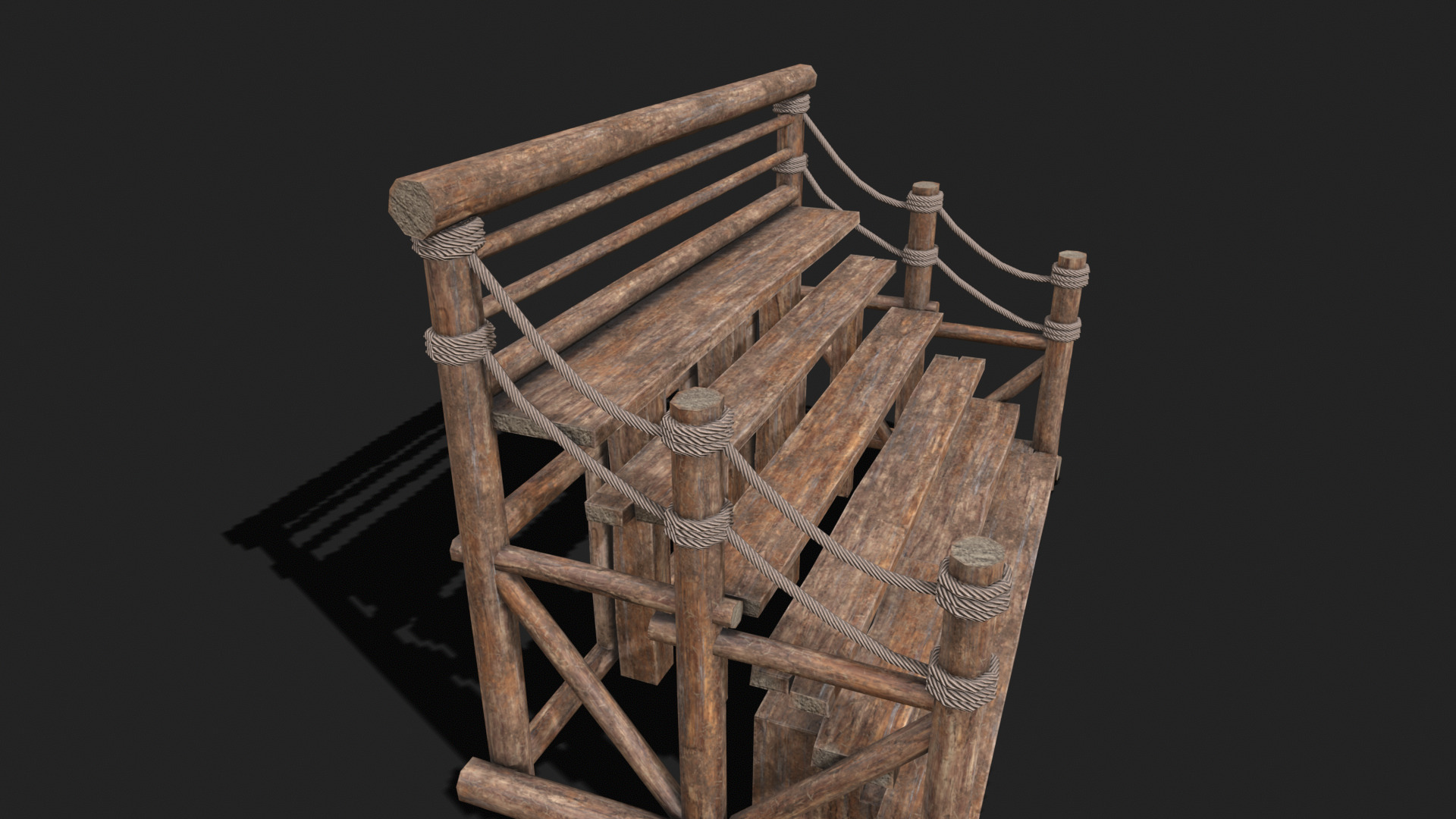 Medieval Wooden Bleacher Tribune 4 Low-poly 3D model_2