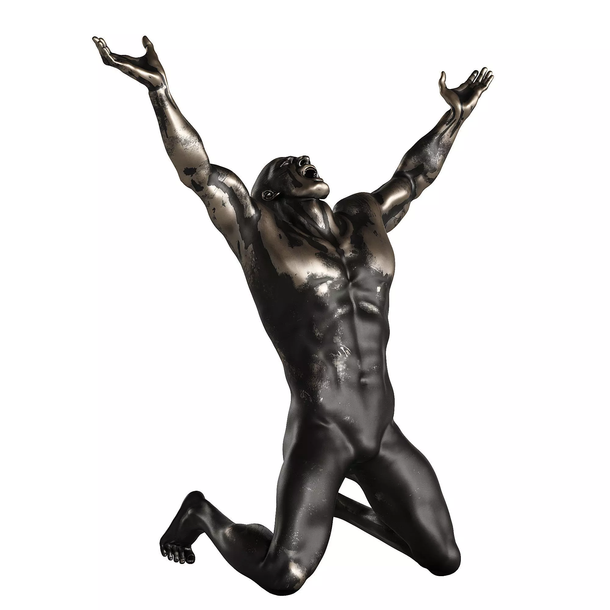 Modern Abstract Muscular Male Sculpture 3D model_0