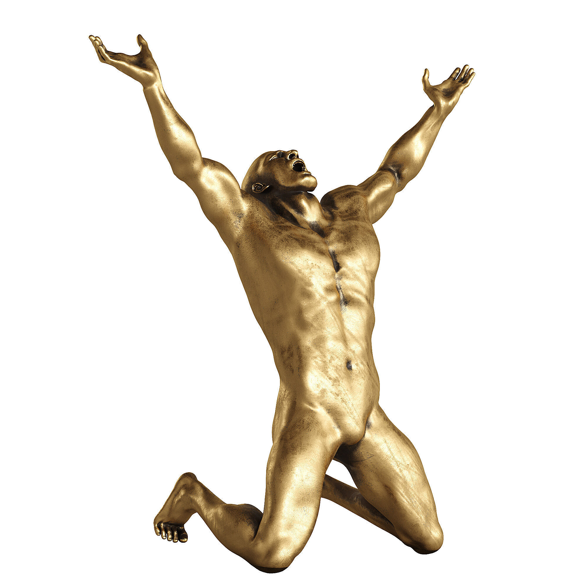 Modern Abstract Muscular Male Sculpture 3D model_2