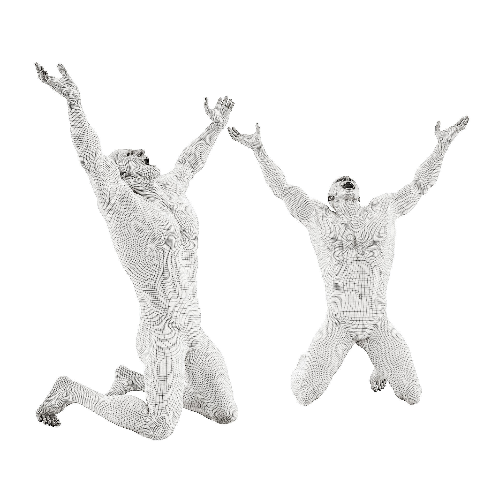 Modern Abstract Muscular Male Sculpture 3D model_5