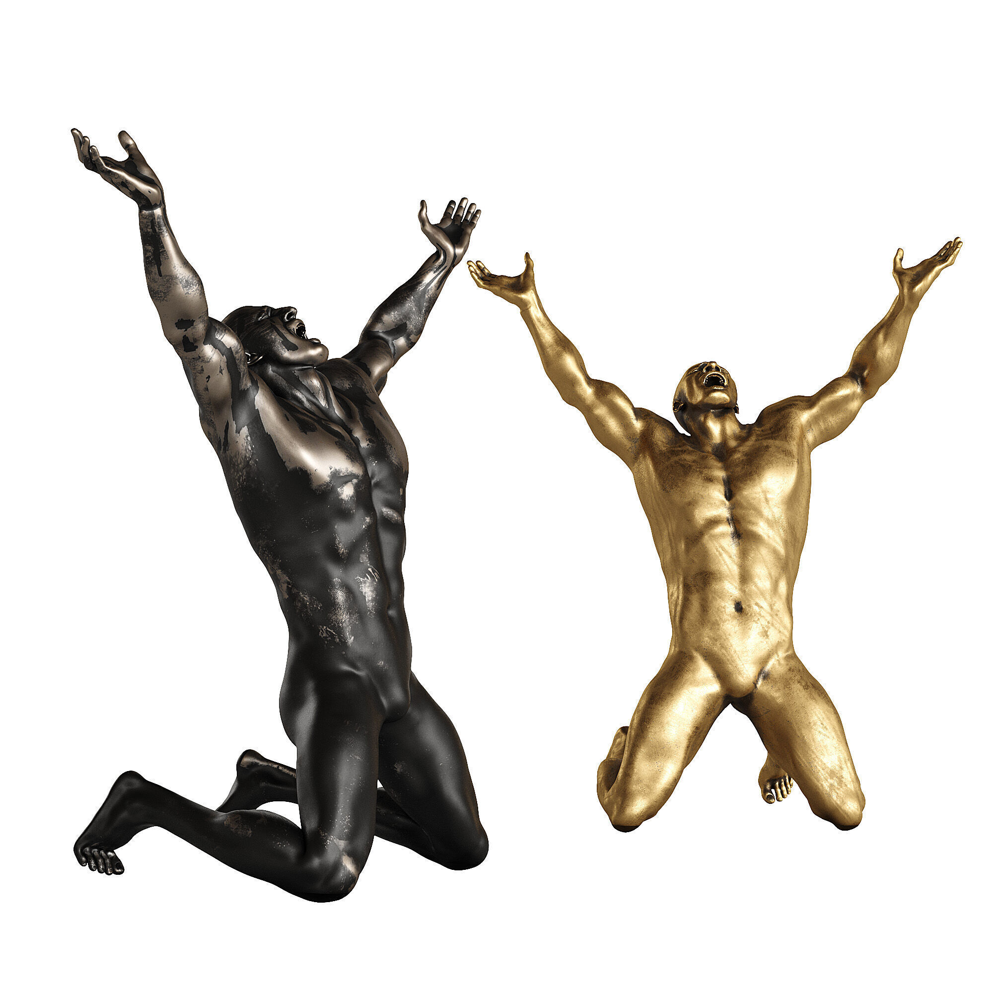 Modern Abstract Muscular Male Sculpture 3D model_3