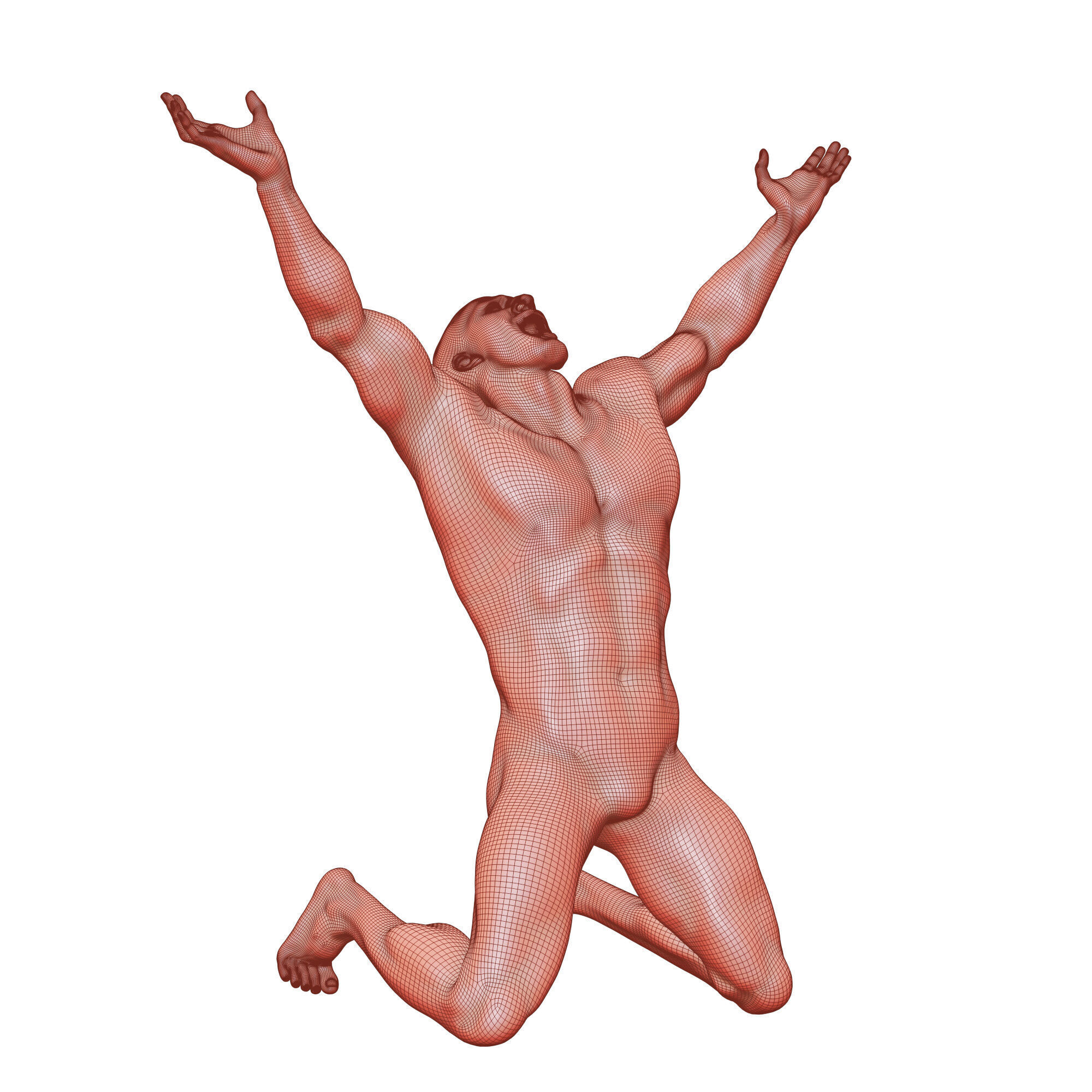 Modern Abstract Muscular Male Sculpture 3D model_4