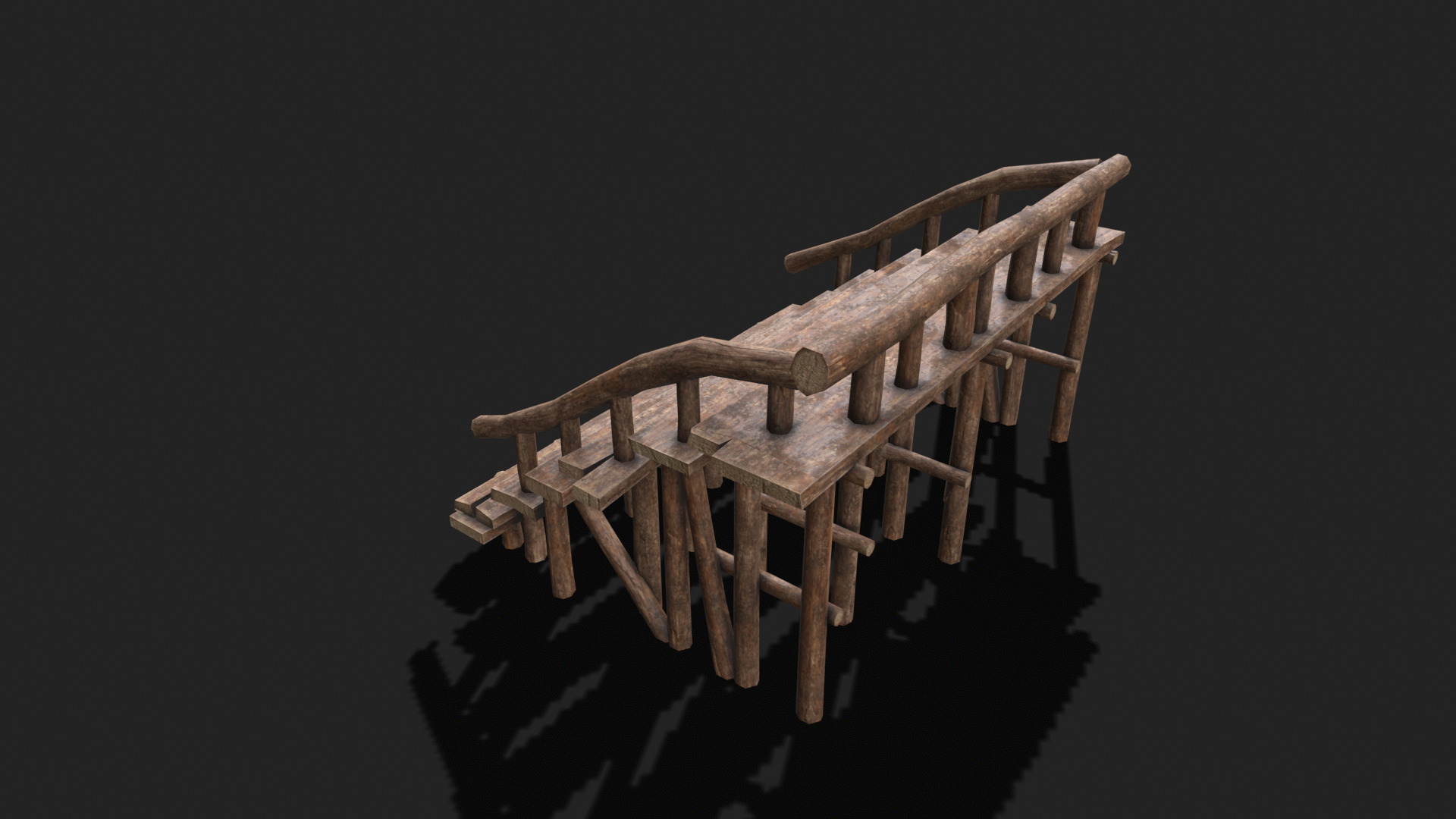 Medieval Wooden Bleacher Tribune 5 Low-poly 3D model_4