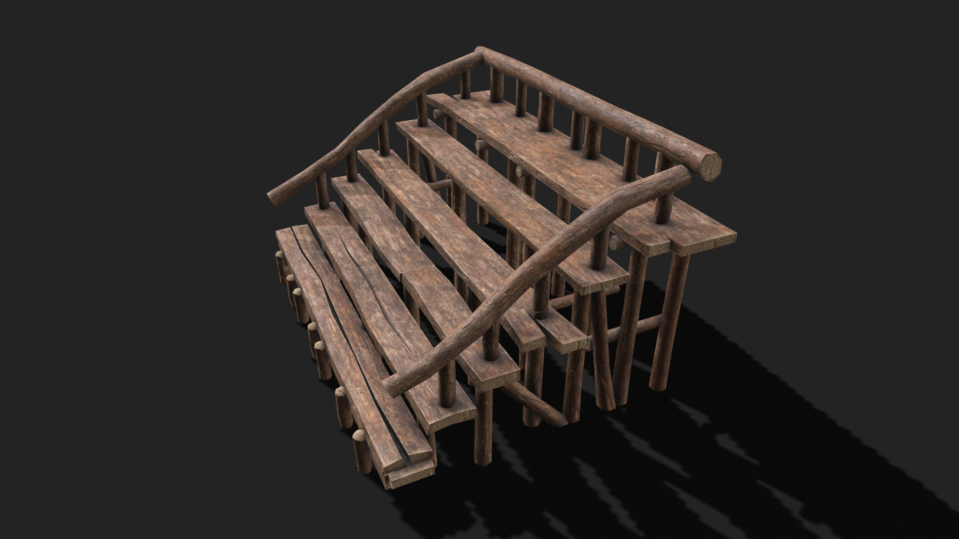 Medieval Wooden Bleacher Tribune 5 Low-poly 3D model_5