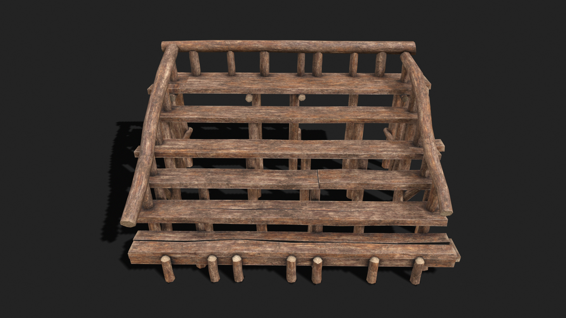 Medieval Wooden Bleacher Tribune 5 Low-poly 3D model_6