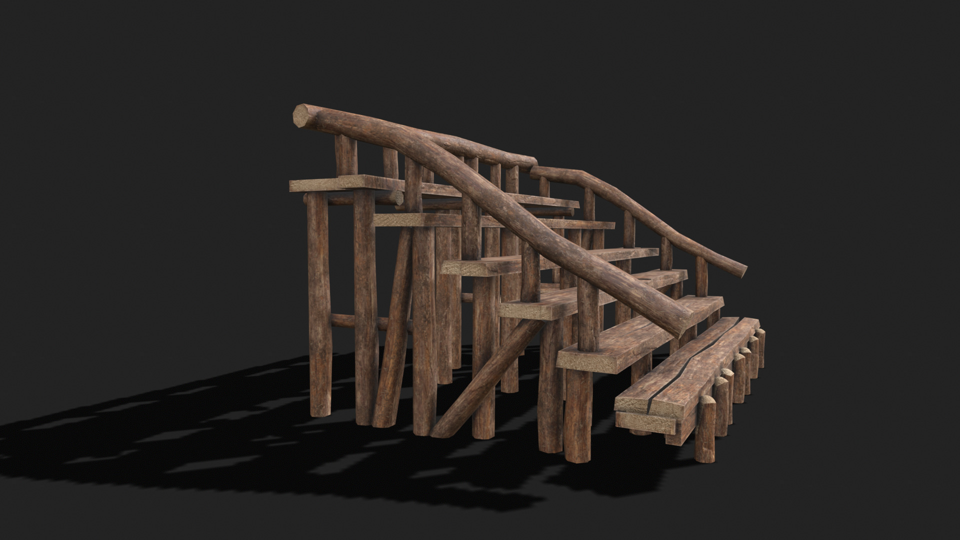 Medieval Wooden Bleacher Tribune 5 Low-poly 3D model_2
