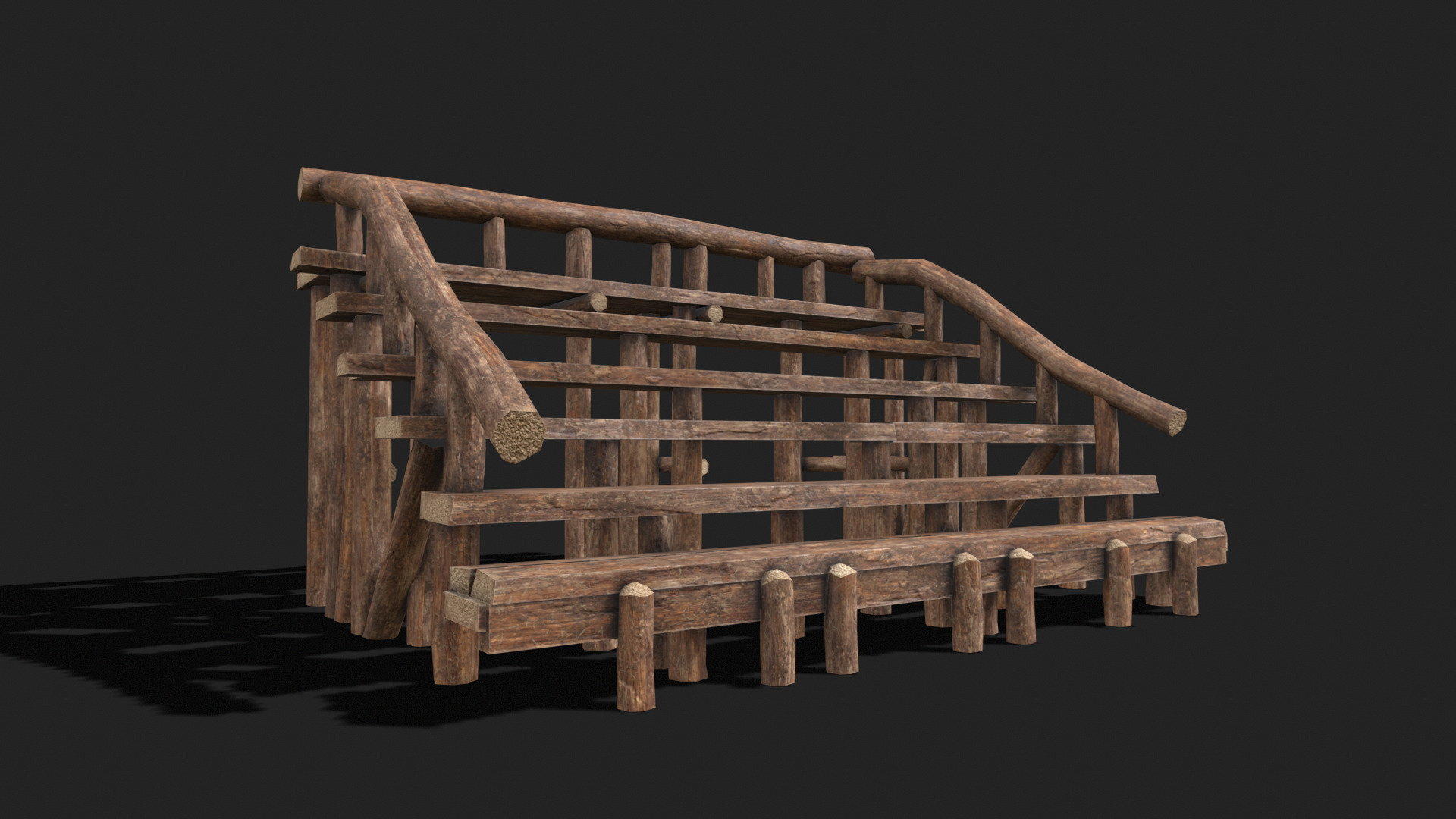 Medieval Wooden Bleacher Tribune 5 Low-poly 3D model_1