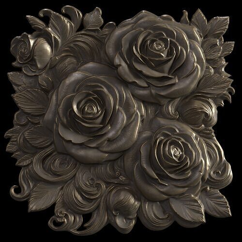 Valentine Gift of Roses Relief STL file for 3d printing or CNC 3D print model