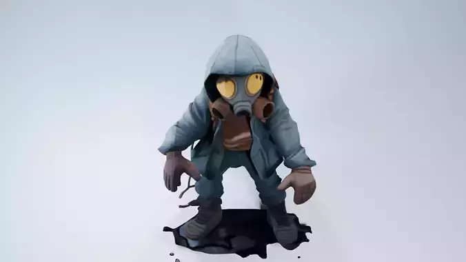 Post-Apocalyptic NPC 3D Model  Twisted Pose Survivor