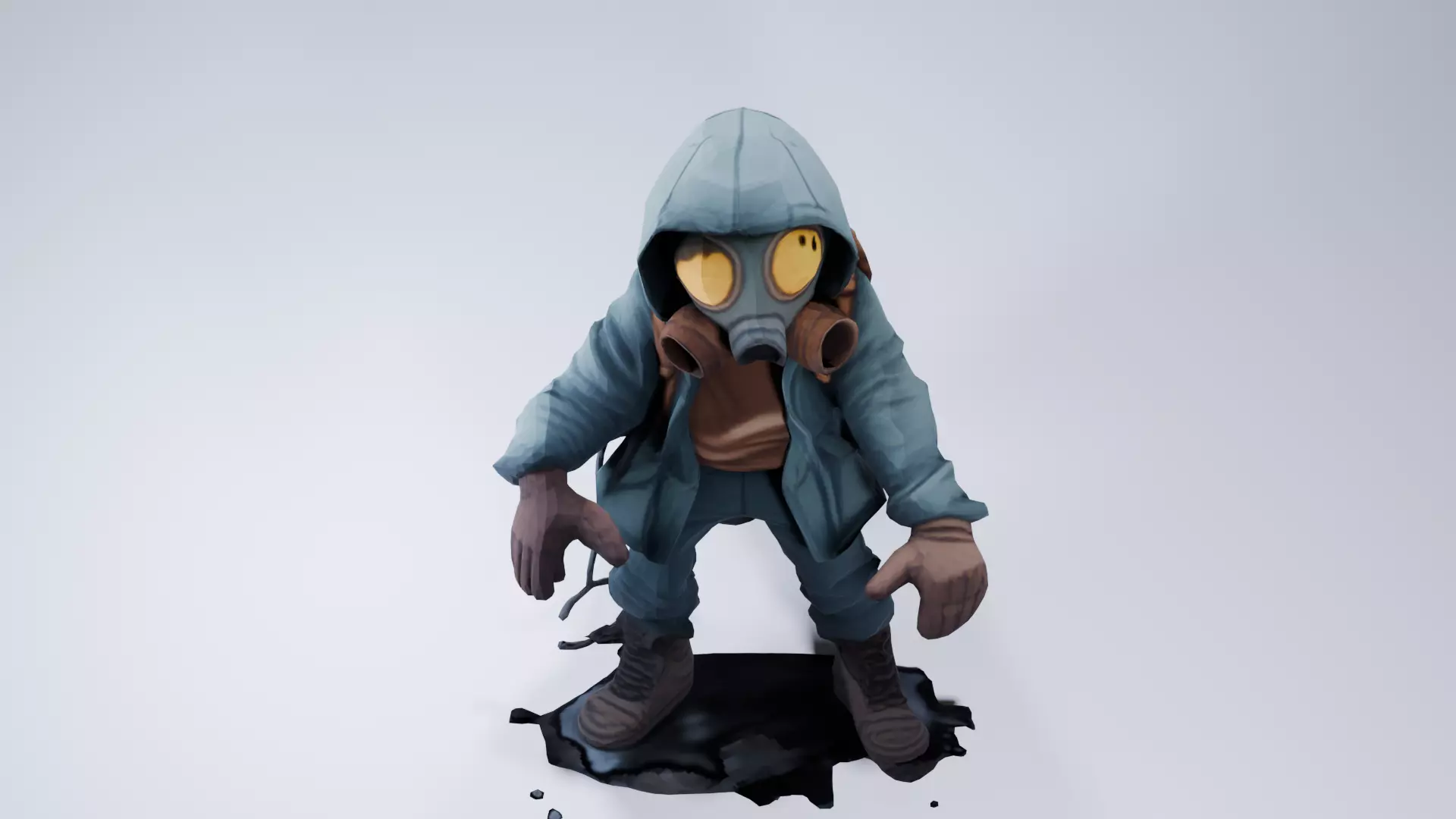 Post-Apocalyptic NPC 3D Model Twisted Pose Survivor 3D model