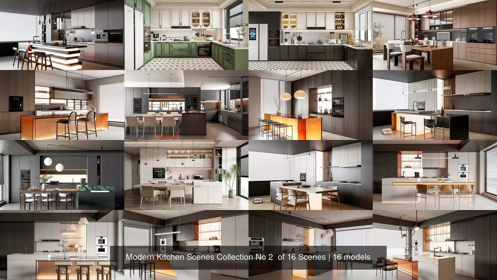 Modern Kitchen Scenes Collection No 7  of 16 Scenes _0