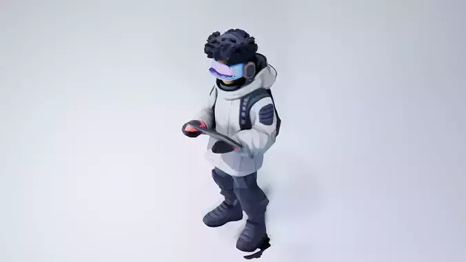 Cyberpunk NPC 3D Model - Futuristic Character with Tablet 3D model