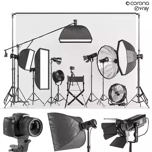 A set of equipment for a photo studio 3D model