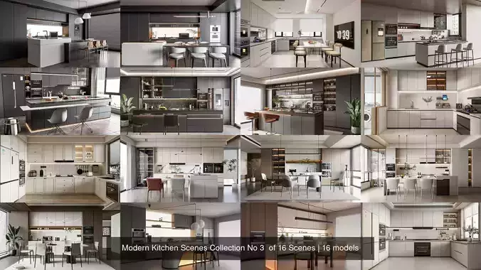 Modern Kitchen Scenes Collection No 6 of 16 Scenes 