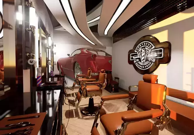 Midpoly Fancy Barbershop 3D model