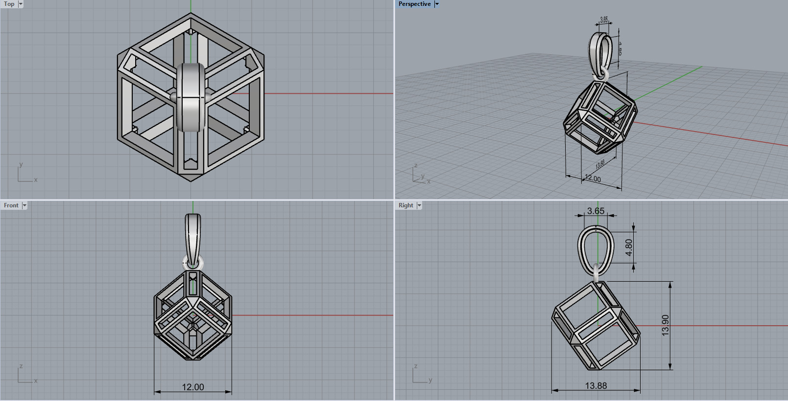 Cube pendant model 769 3D print model_3