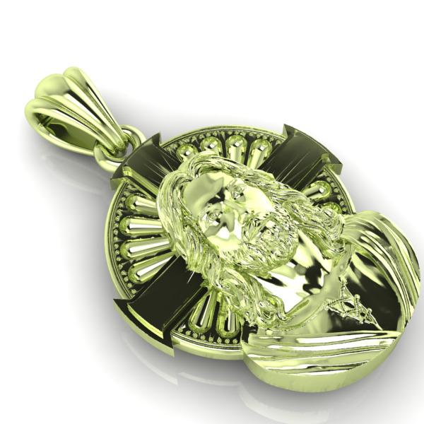 Jesus Cross Face Pendant Necklace Jewelry Charm Bracelet  3D print model_10