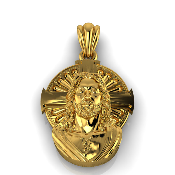 Jesus Cross Face Pendant Necklace Jewelry Charm Bracelet  3D print model_1
