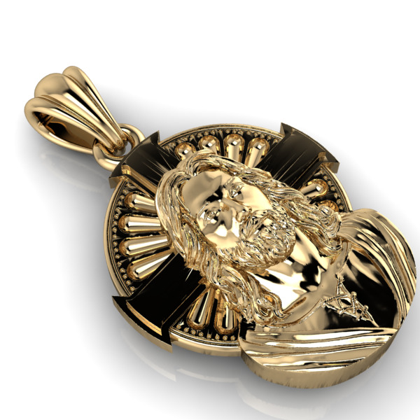 Jesus Cross Face Pendant Necklace Jewelry Charm Bracelet  3D print model_6