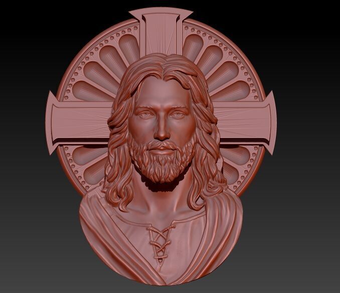 Jesus Cross Face Pendant Necklace Jewelry Charm Bracelet  3D print model_5