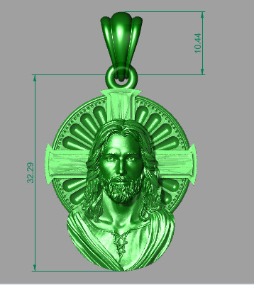 Jesus Cross Face Pendant Necklace Jewelry Charm Bracelet  3D print model_12