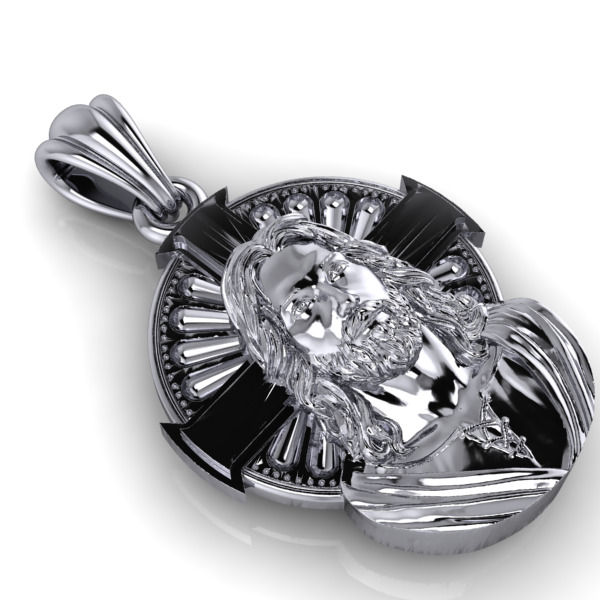 Jesus Cross Face Pendant Necklace Jewelry Charm Bracelet  3D print model_3