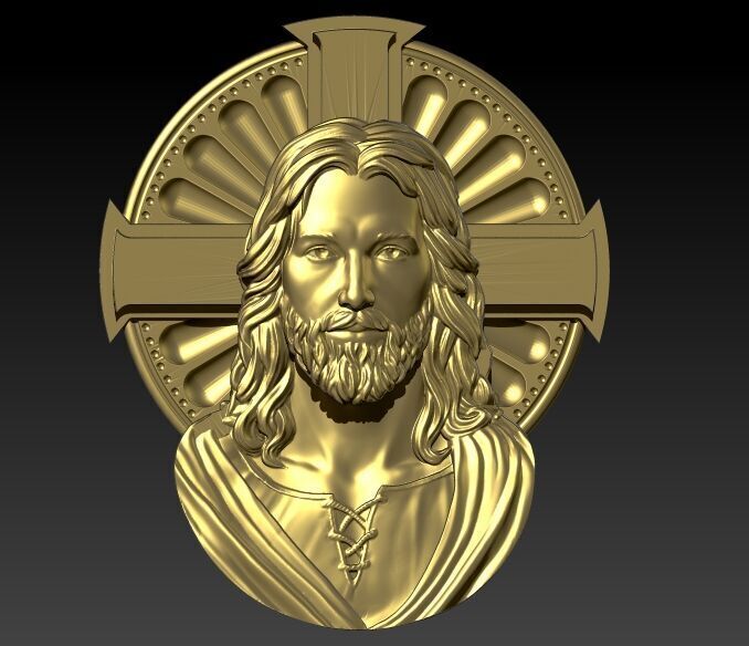 Jesus Cross Face Pendant Necklace Jewelry Charm Bracelet  3D print model_2