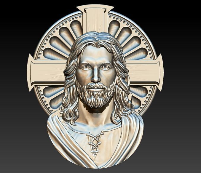 Jesus Cross Face Pendant Necklace Jewelry Charm Bracelet  3D print model_16