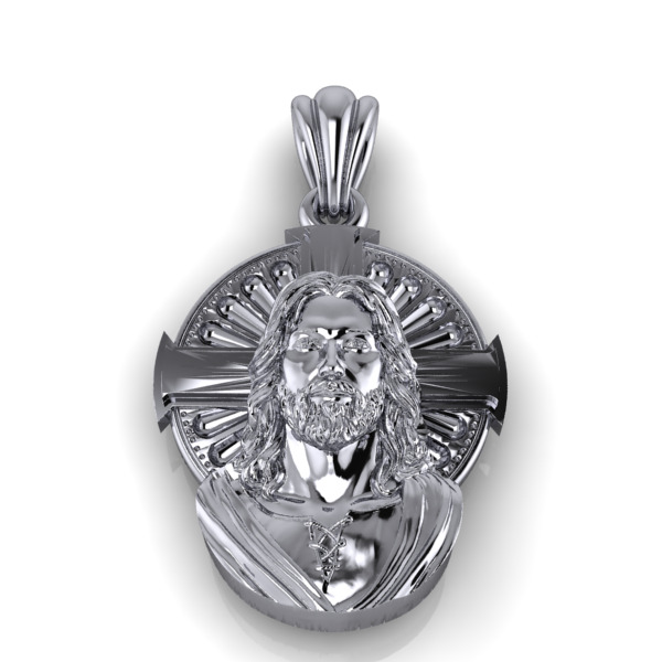Jesus Cross Face Pendant Necklace Jewelry Charm Bracelet  3D print model_7