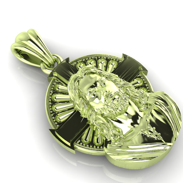 Jesus Cross Face Pendant Necklace Jewelry Charm Bracelet  3D print model_4