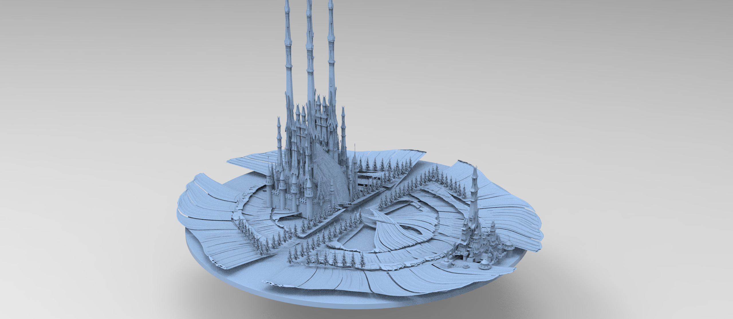 Sci fi Winter Island floating  3D model_1