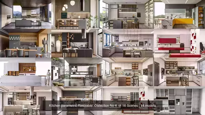 Kitchen parametric Resizable  Collection No 4  of 16 Scenes