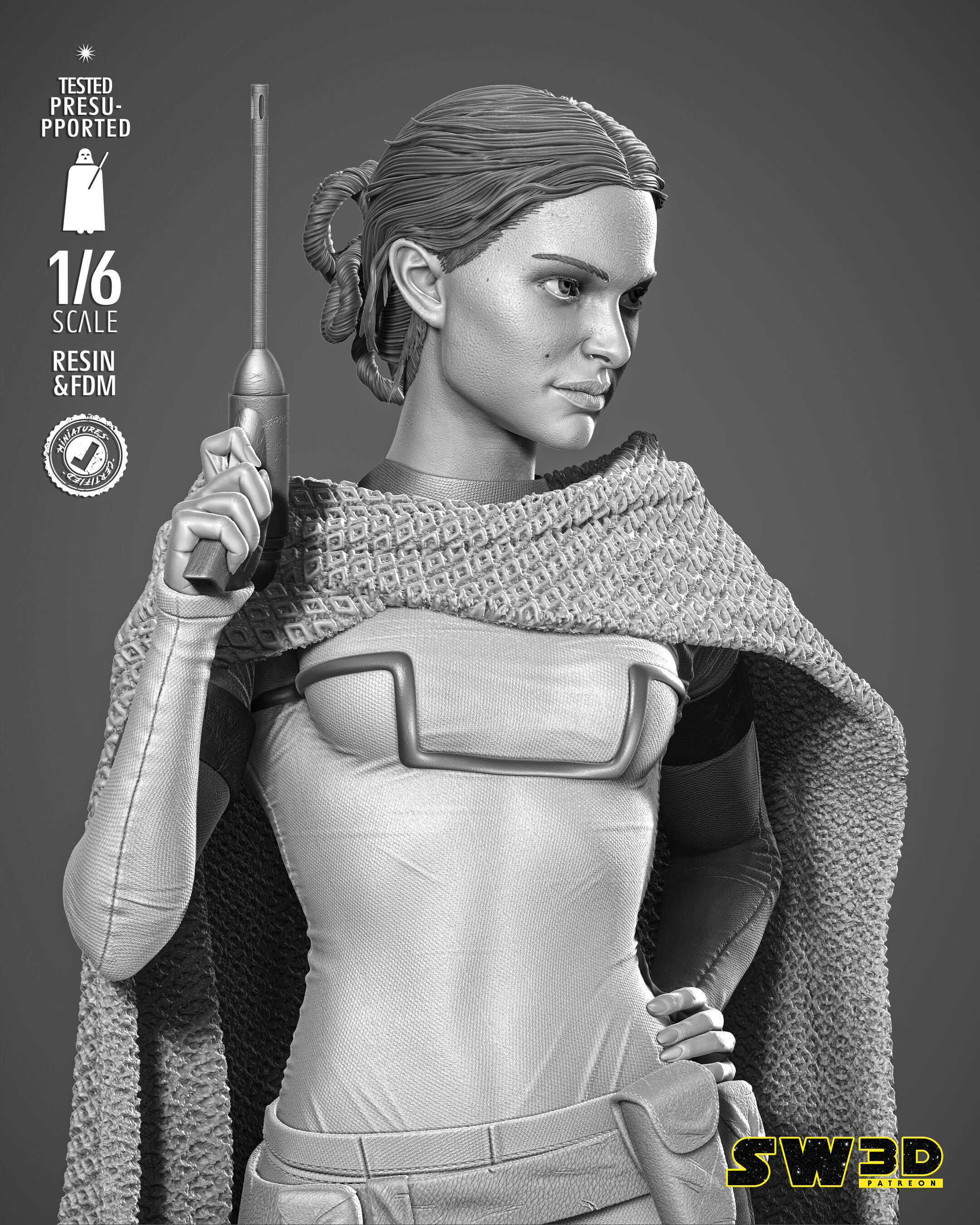 STAR WARS Padme Sculpture 3D print model_39