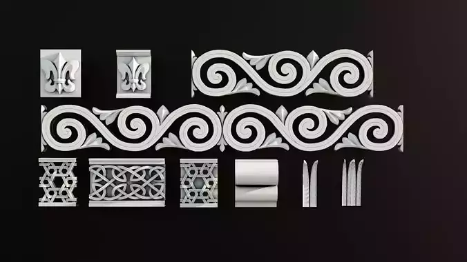 Ornament Pack Vol 26 - Greek Medieval Baroque Islamic  3D model