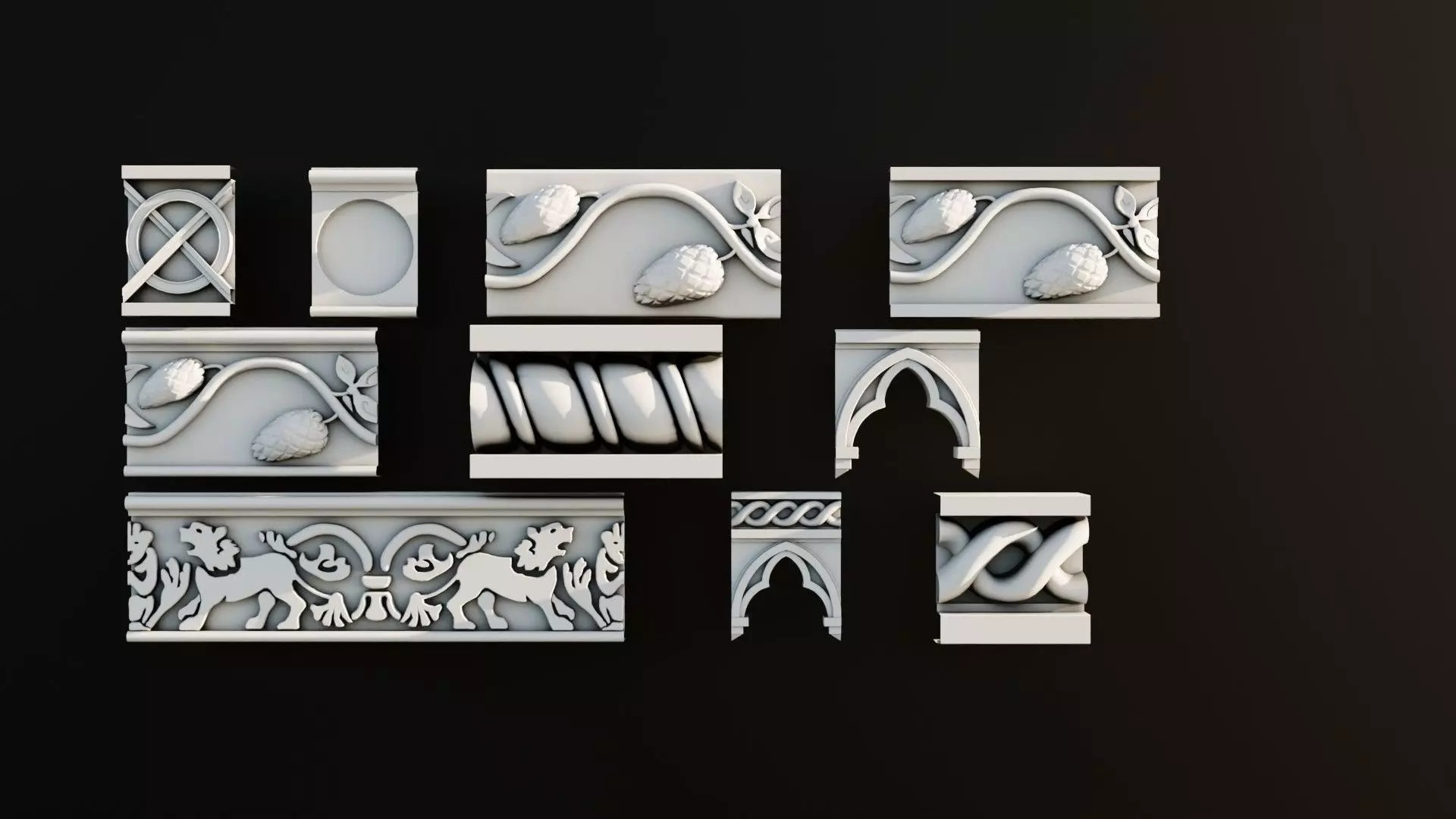 Ornament Pack Vol 9 - Baroque Gothic Medieval 3D model_0