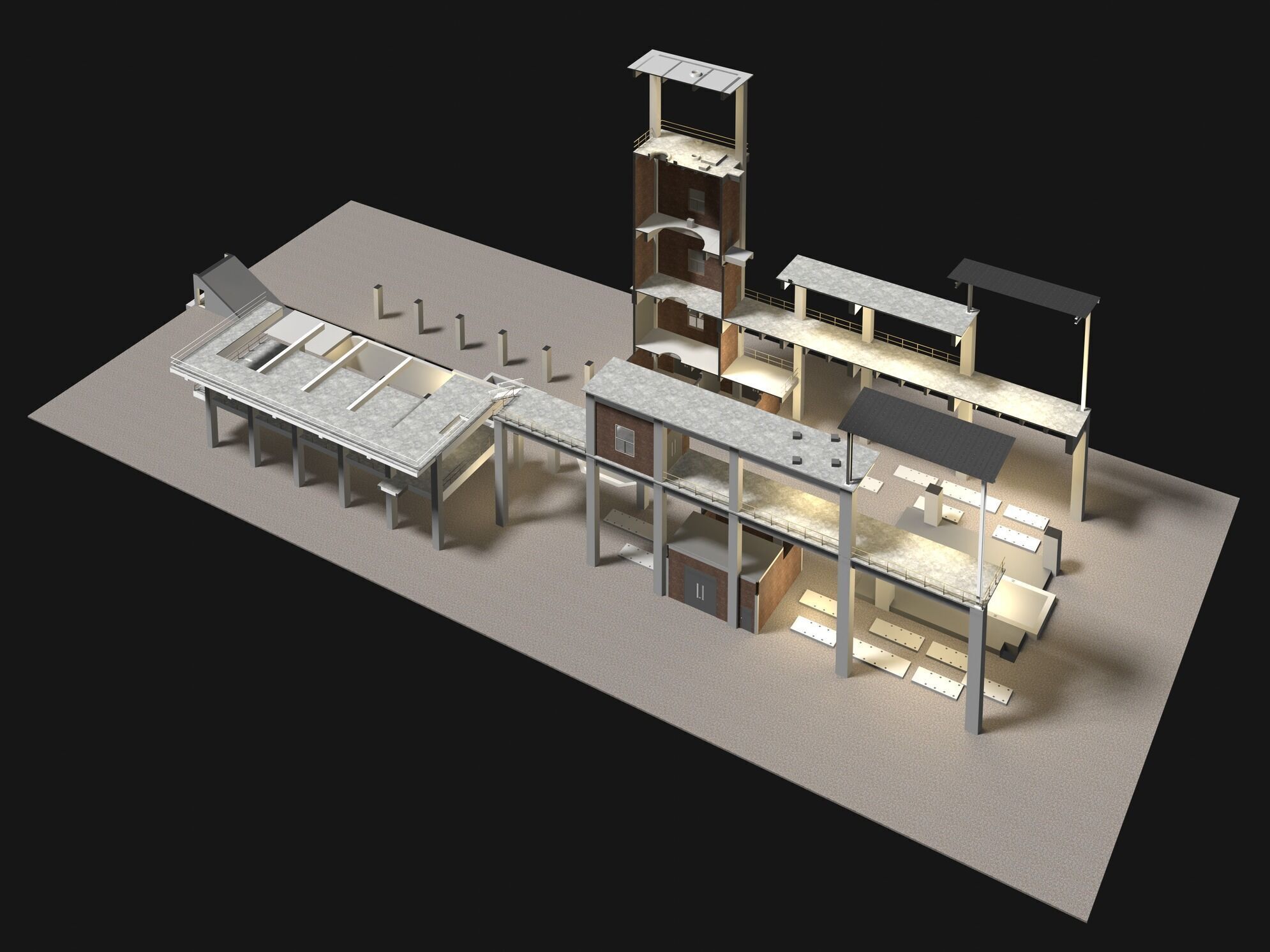 Industrial building in section cut 25i09 3D model_4