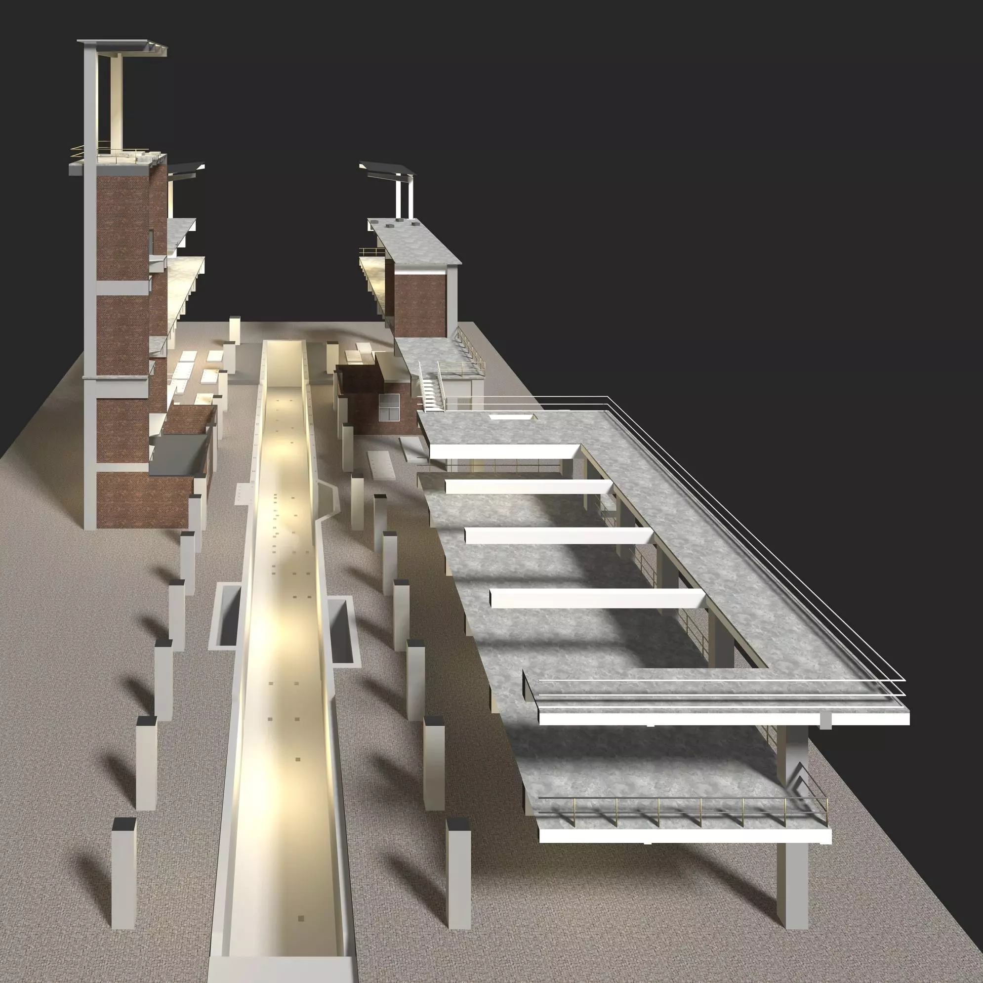Industrial building in section cut 25i09 3D model_0