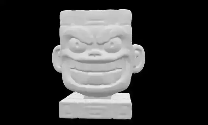 Smiling Blockhead Sculpture