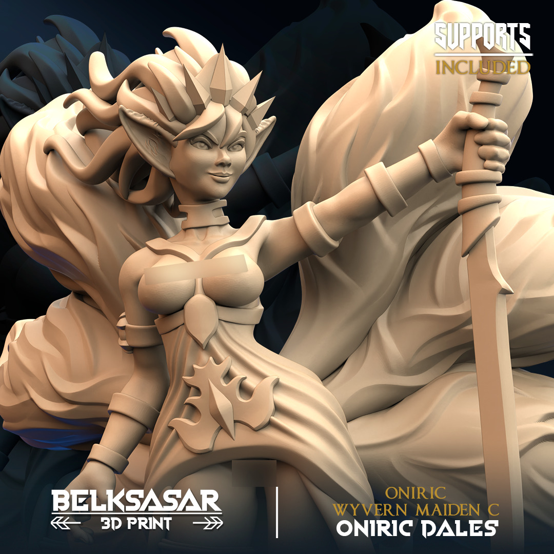 Oniric Wyvern Maiden C Nude 3D print model_1