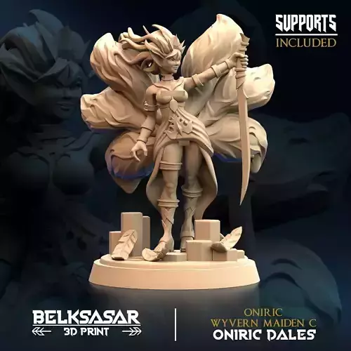 Oniric Wyvern Maiden C Nude 3D print model