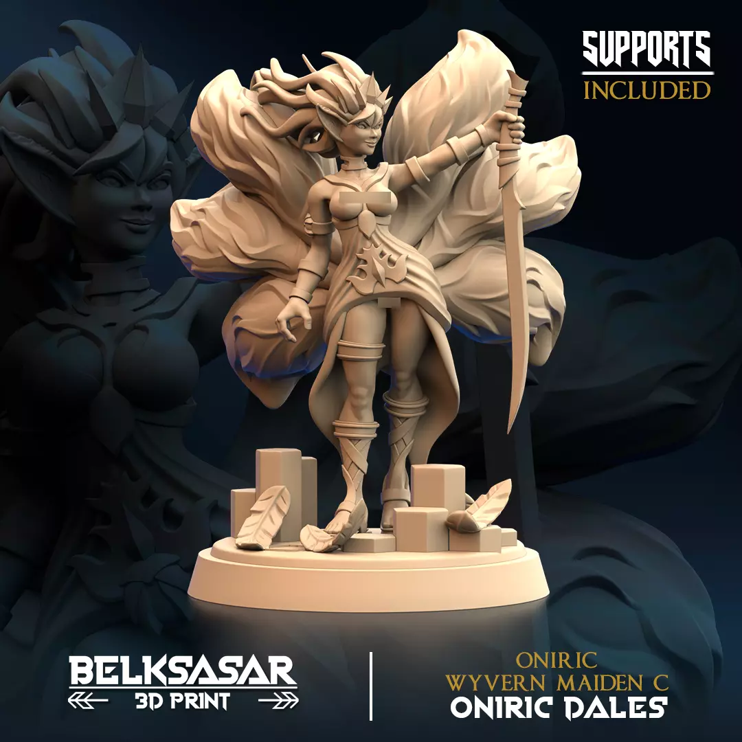 Oniric Wyvern Maiden C Nude 3D print model_0