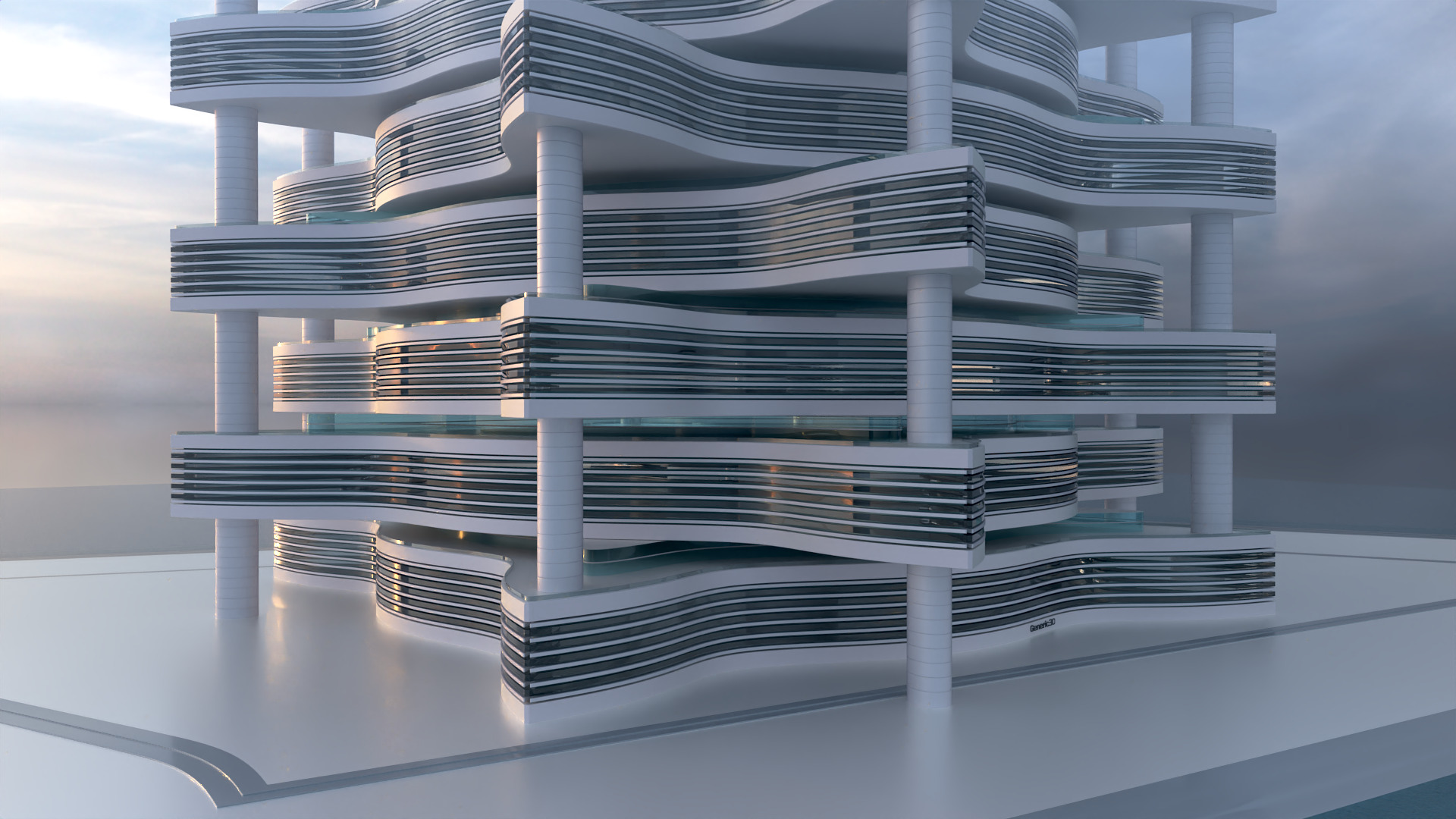 Futuristic Building Concept V2-10 3D model_7