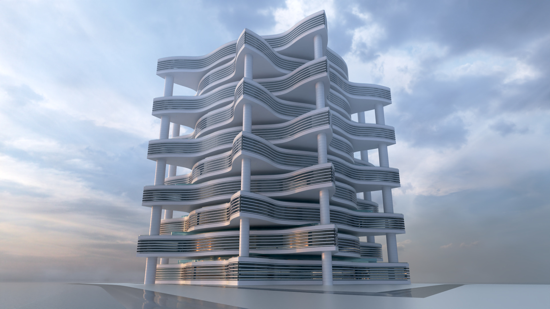Futuristic Building Concept V2-10 3D model_1